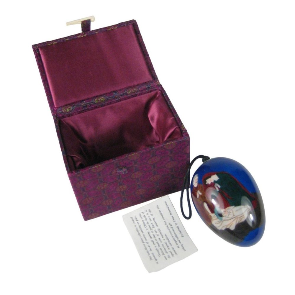 Chase Handblown Glass Ornament Eglomise Art Joseph Mary Baby Jesus Christmas